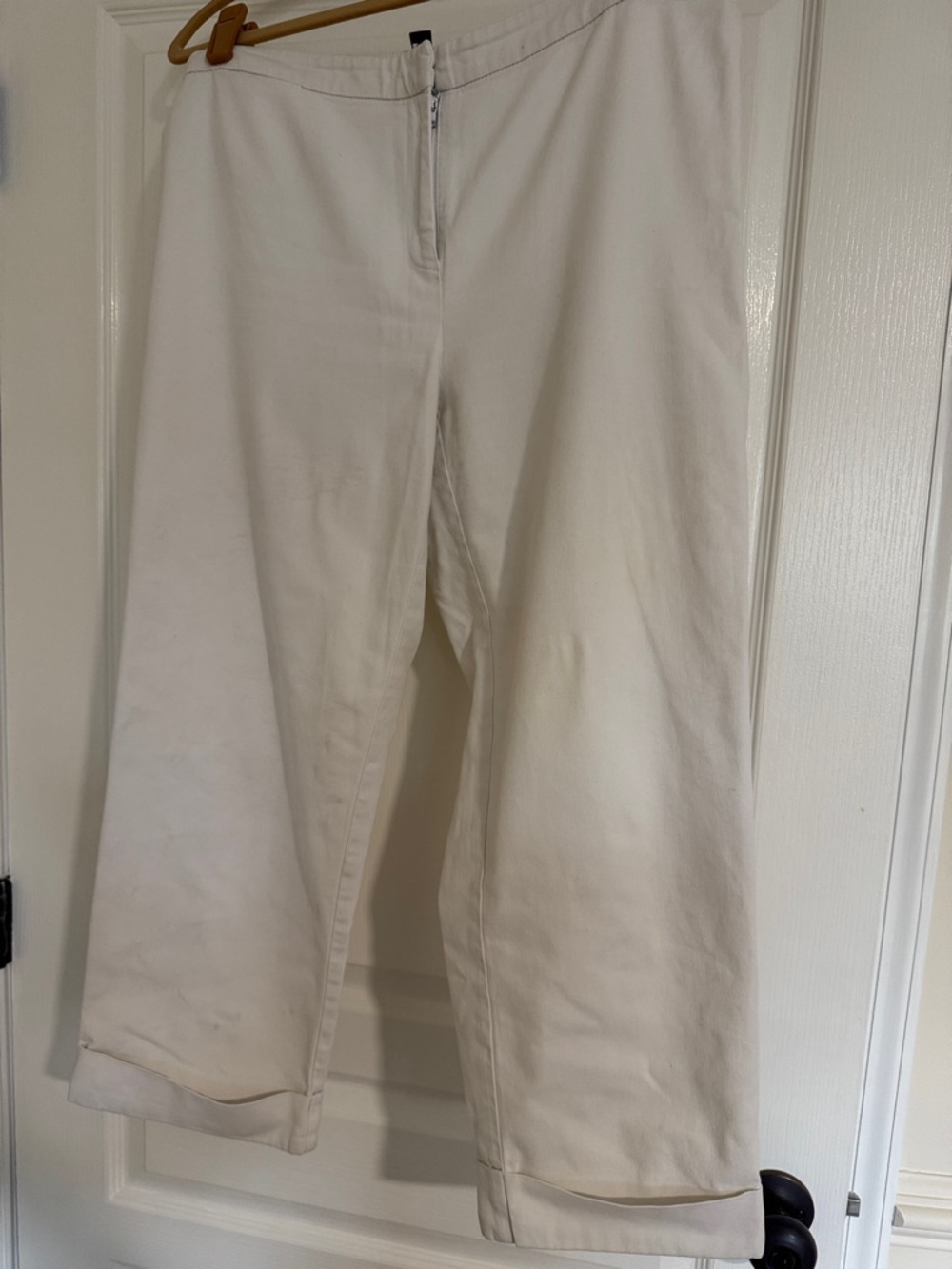 Eileen Fisher Off-White Cropped Wide-Leg Pants